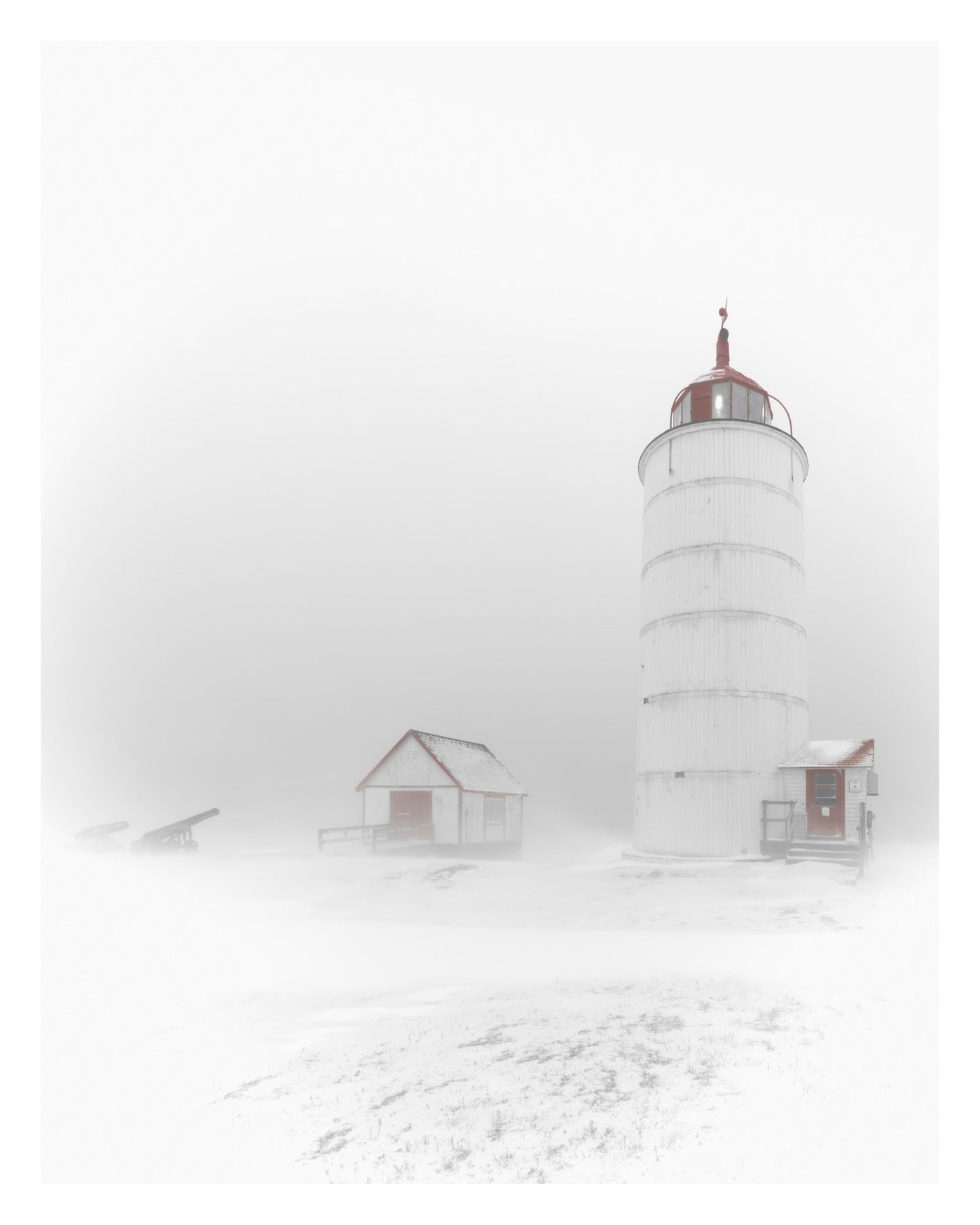 Blizzard au phare (17x22 Black Frame)