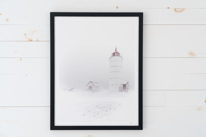 Blizzard au phare (17x22 Black Frame)